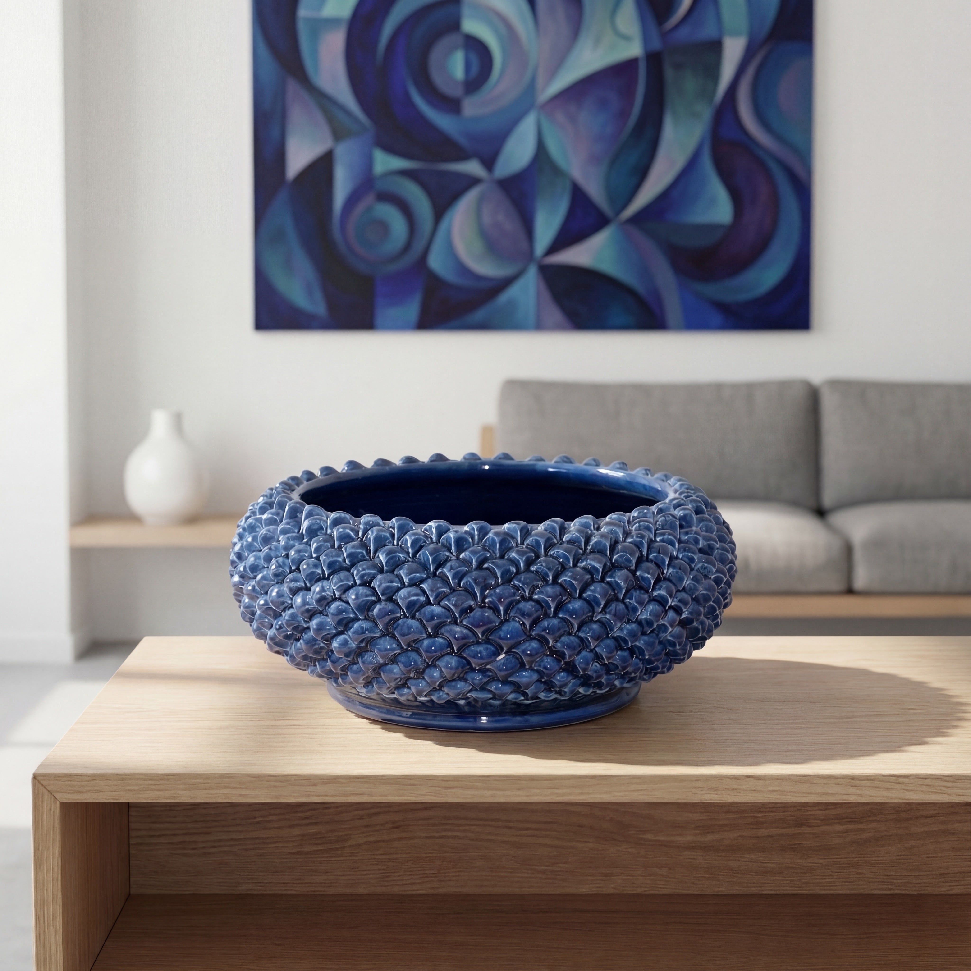 Pinecone centerpiece of Caltagirone modeled by hand