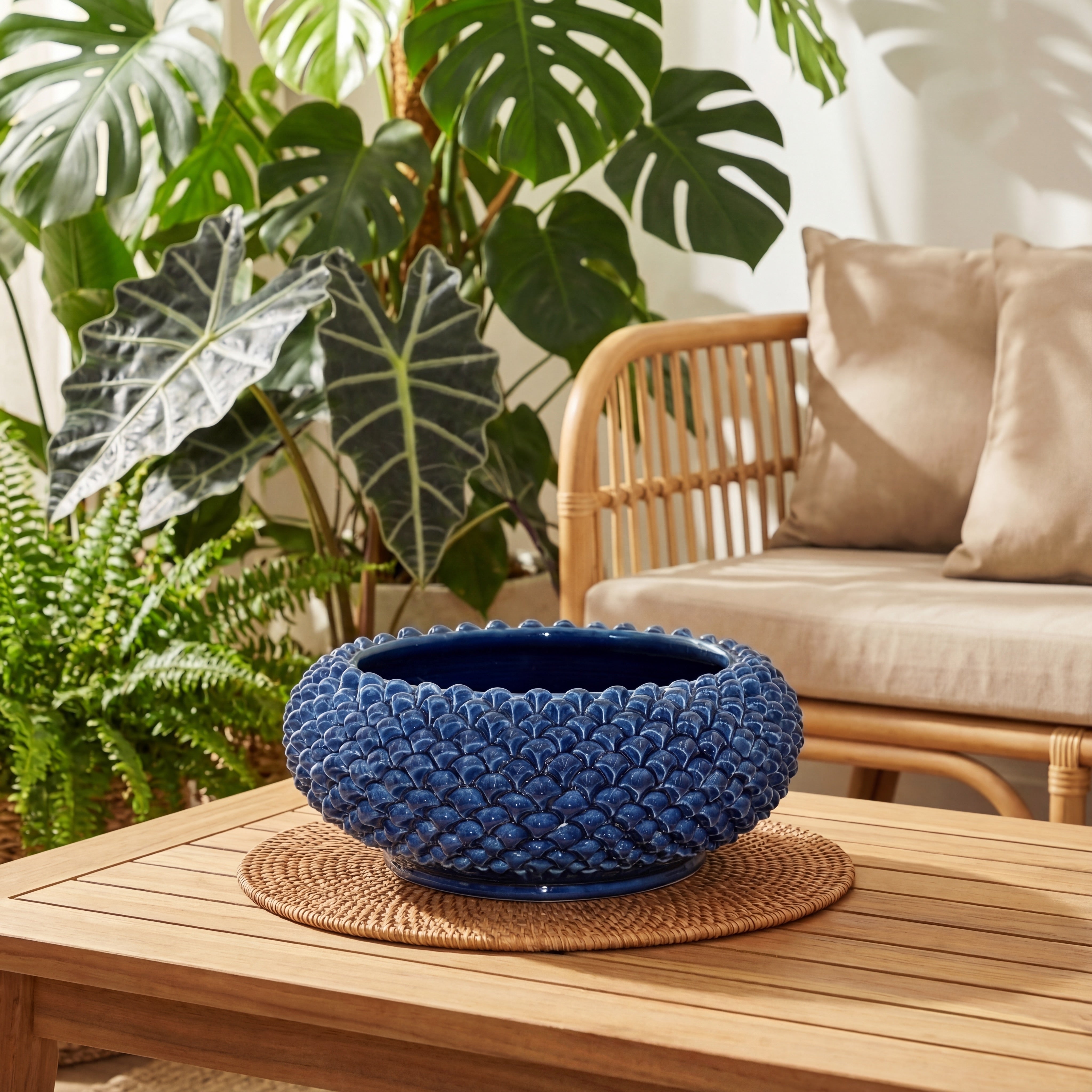 Pinecone centerpiece of Caltagirone modeled by hand