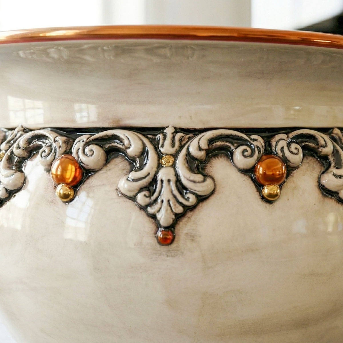 Cache-pot Ø 20/50 cm, Plastico Sofia, Nacre, Or et Lustres – Majolique Sicilienne de Caltagirone