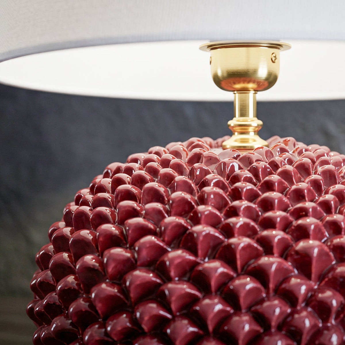 Ornamental Italian Ceramic Lamp H 60 cm / 23½", Bordeaux – Italian ceramic from Caltagirone, Sicily