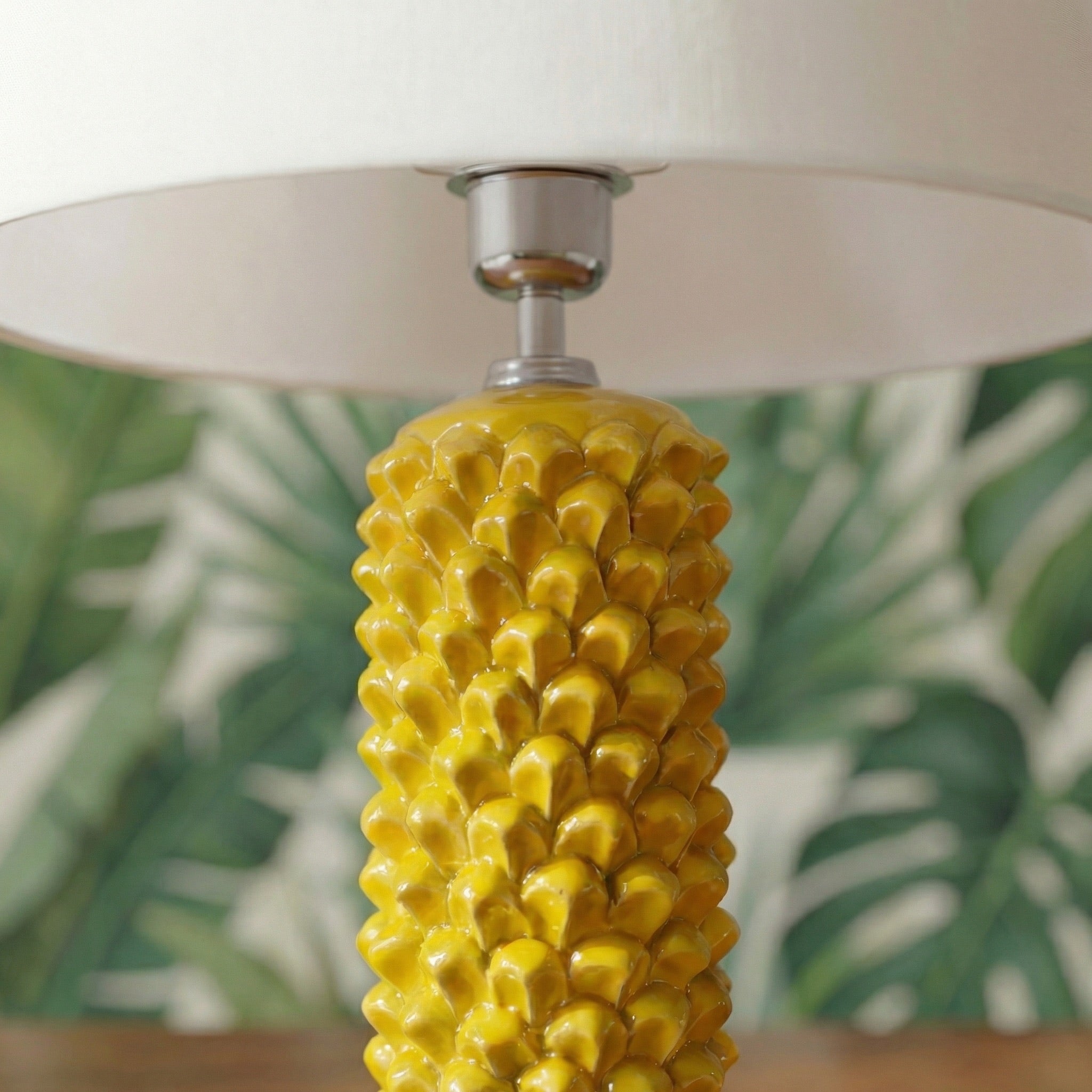 Sicilian Pine Cone Lamp H 60 cm / 23.6", Mustard – Italian ceramic from Caltagirone, Sicily