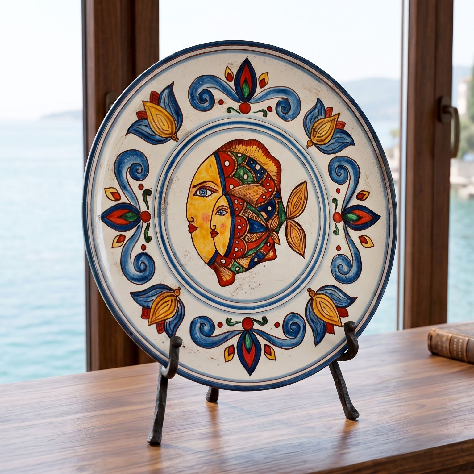 Assiette Decorative en Ceramique Italienne - DecOr Pesci | Ceramique italienne de Caltagirone, Sicile