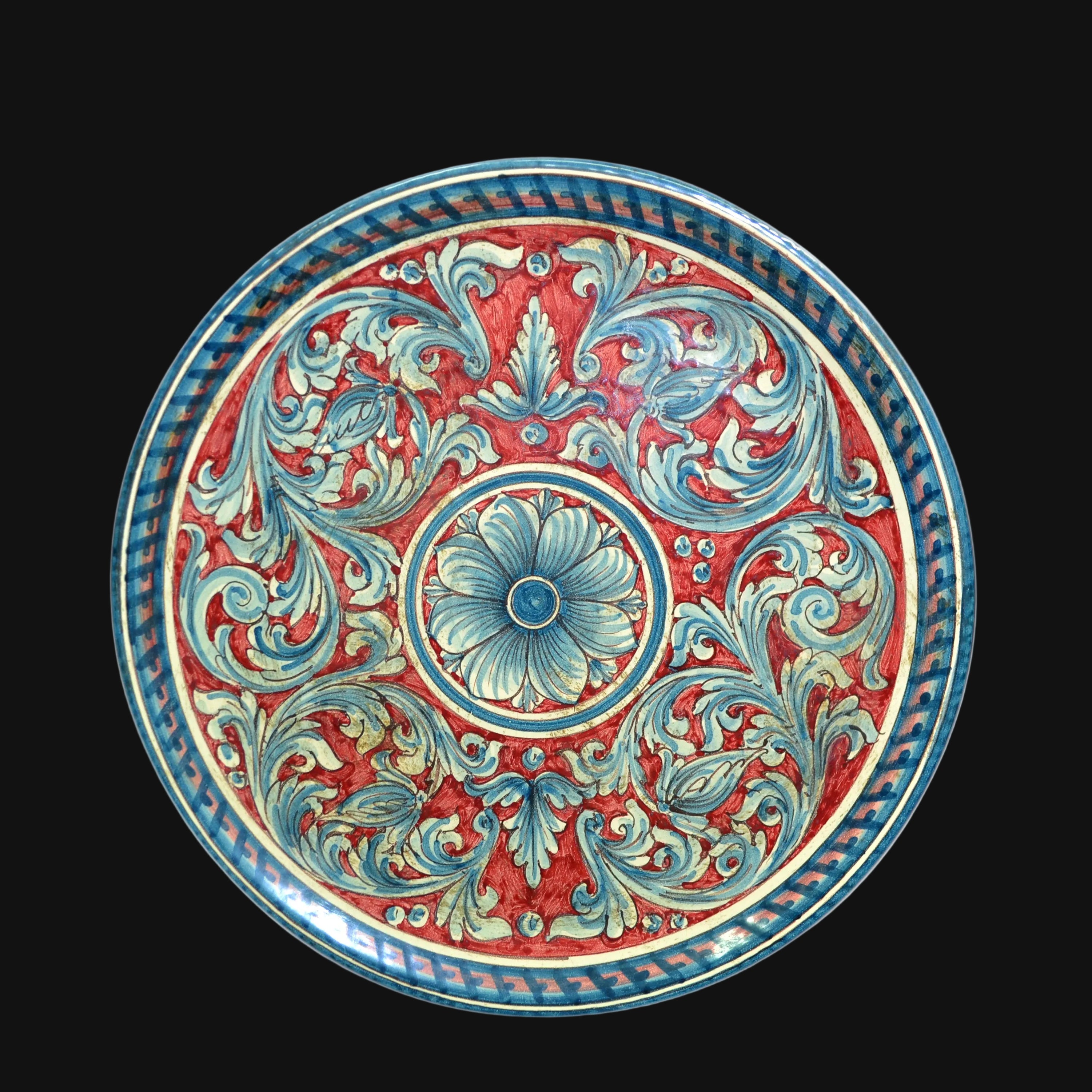 Plato Decorativo Siciliano, Burdeos – Cerámica Caltagirone – tradición artesanal siciliana