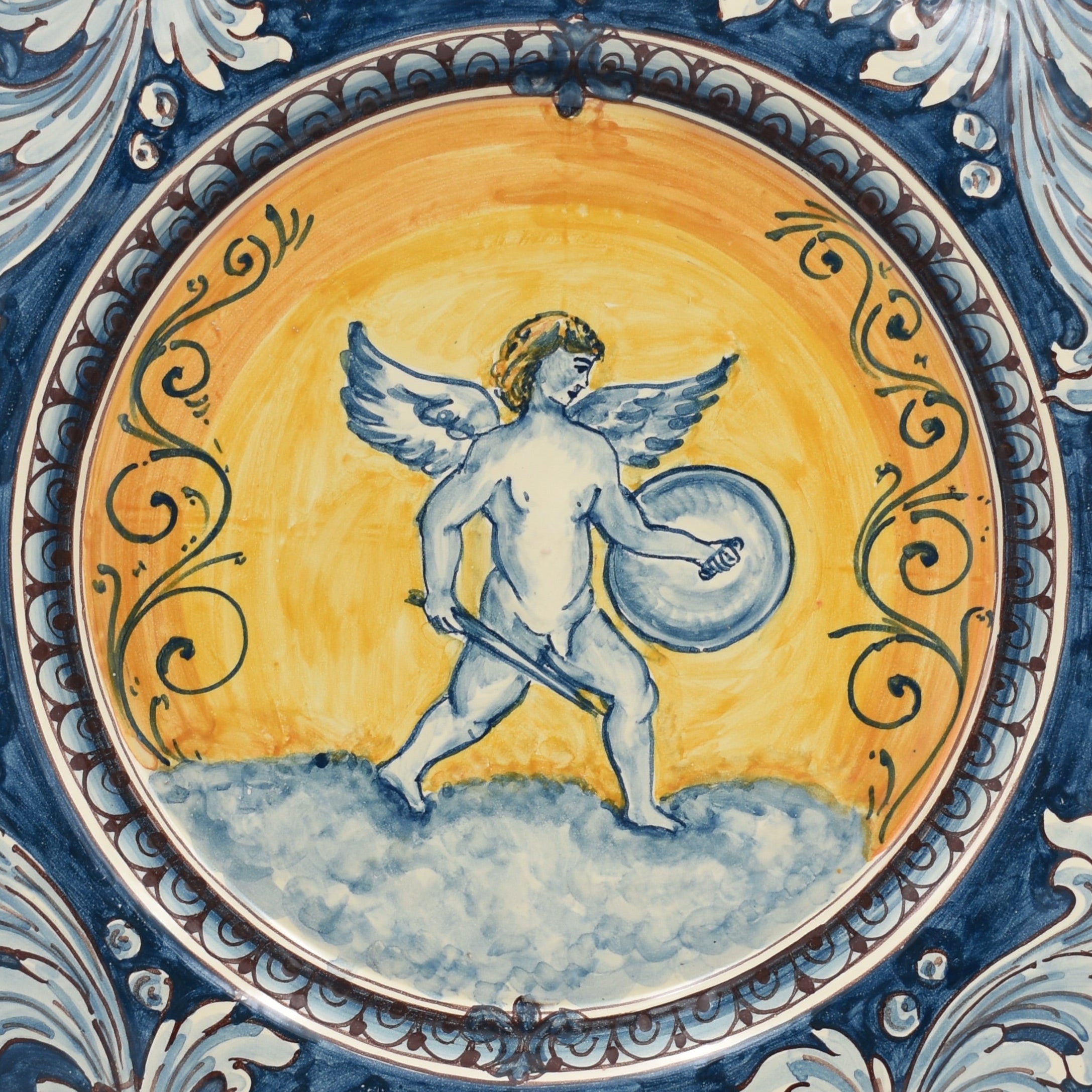 Sicilian Priest Hat Plate, Mono Blue – Caltagirone Ceramic – Sicilian artisan tradition