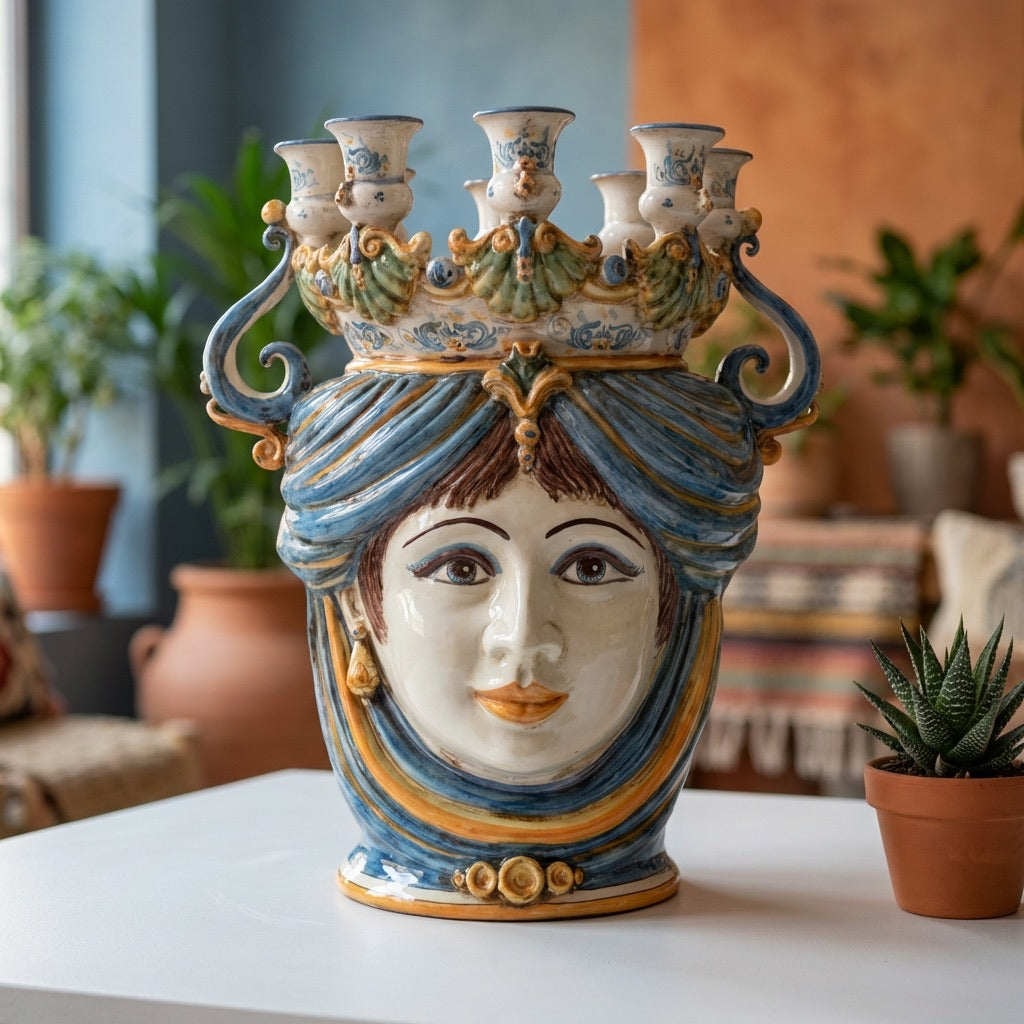 Candlestick head h 40 blue/orange female