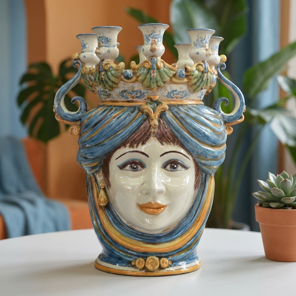 Candlestick head h 40 blue/orange female