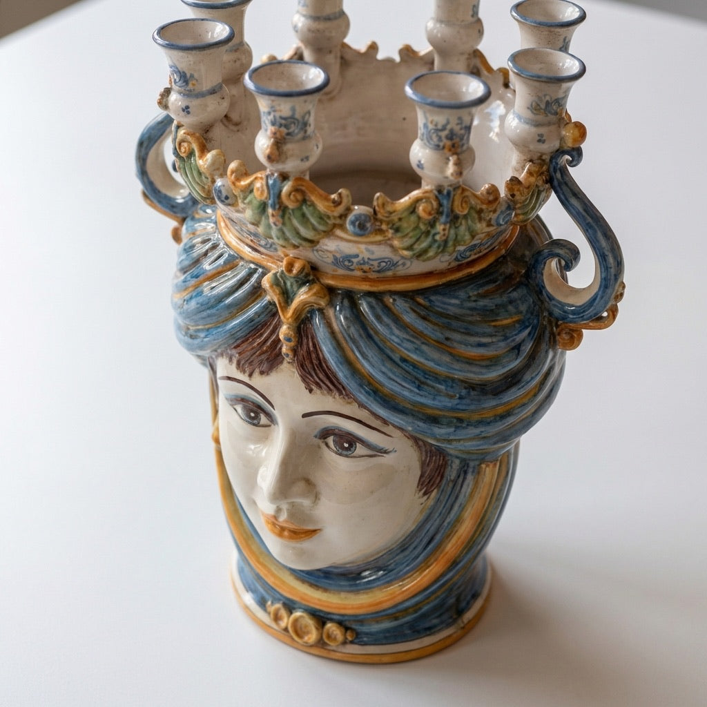 Candlestick head h 40 blue/orange female