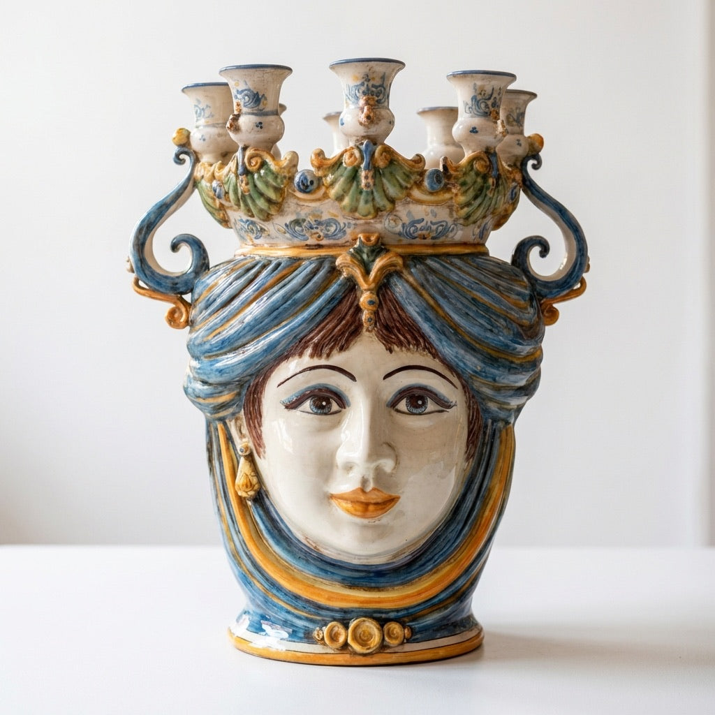 Candlestick head h 40 blue/orange female