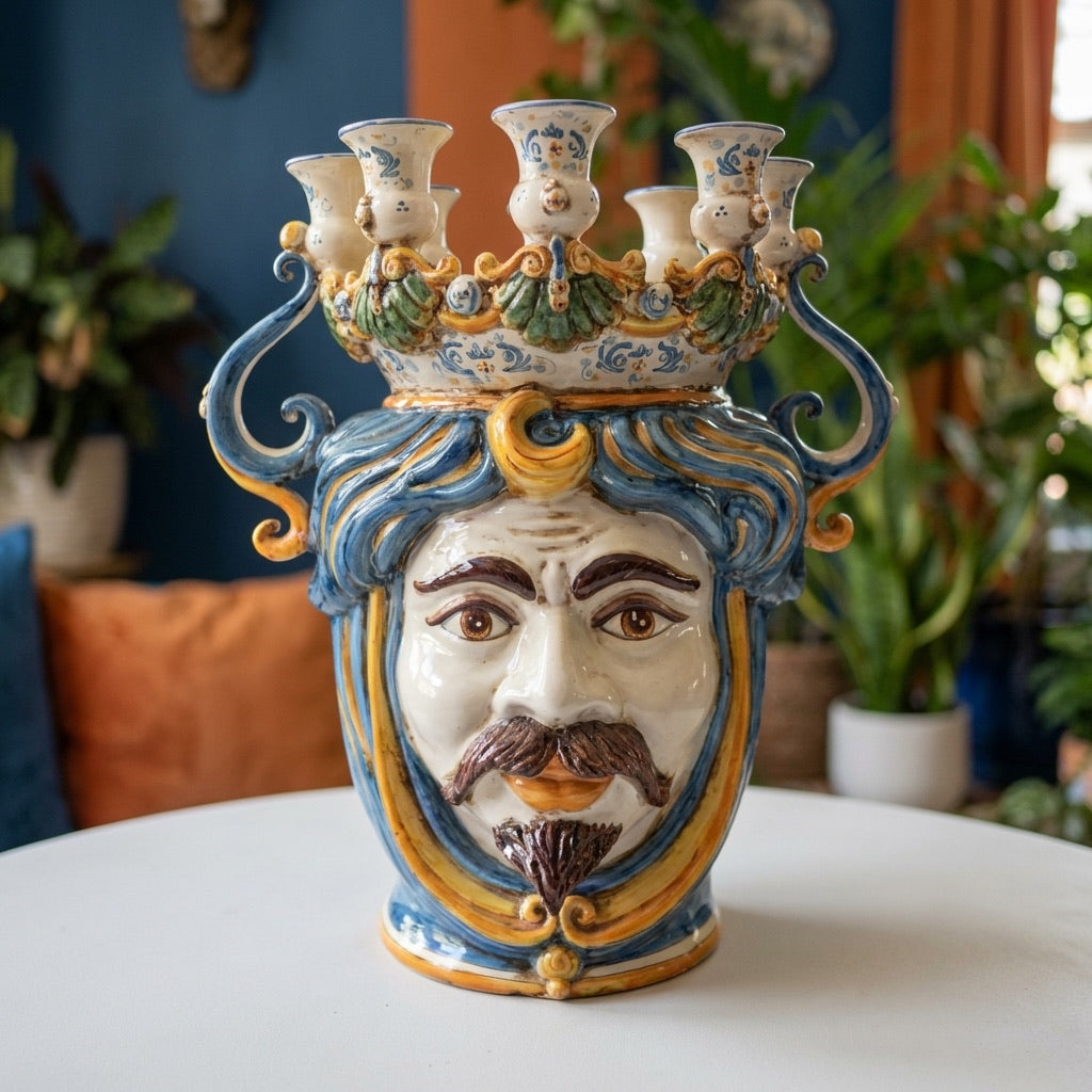 Candlestick head h 40 blue/orange male