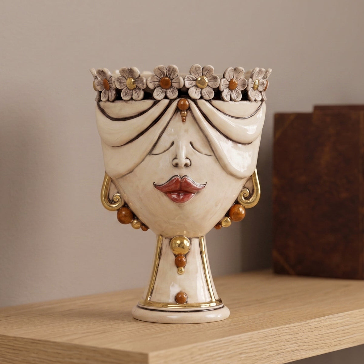 Ceramique Artisanale de Caltagirone H 30 cm - Donna, Madreperla Antichizzato | Ceramica Caltagirone | Ceramique Caltagirone - artisanat sicilien
