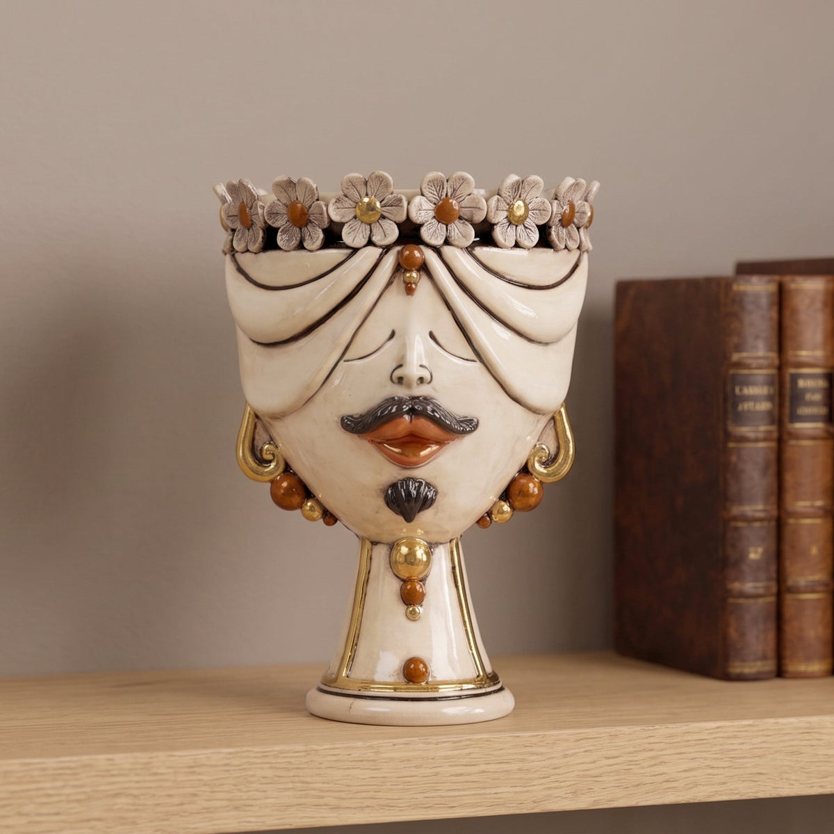Ceramique Artisanale de Caltagirone H 30 cm - Uomo, Madreperla Antichizzato | Ceramica Caltagirone | Ceramique Caltagirone - artisanat sicilien