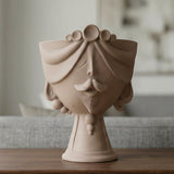 Zahira Testa di Moro Vase H 30 cm / 11.8", Male, Matte Taupe – Testa di Moro from Caltagirone, Sicily