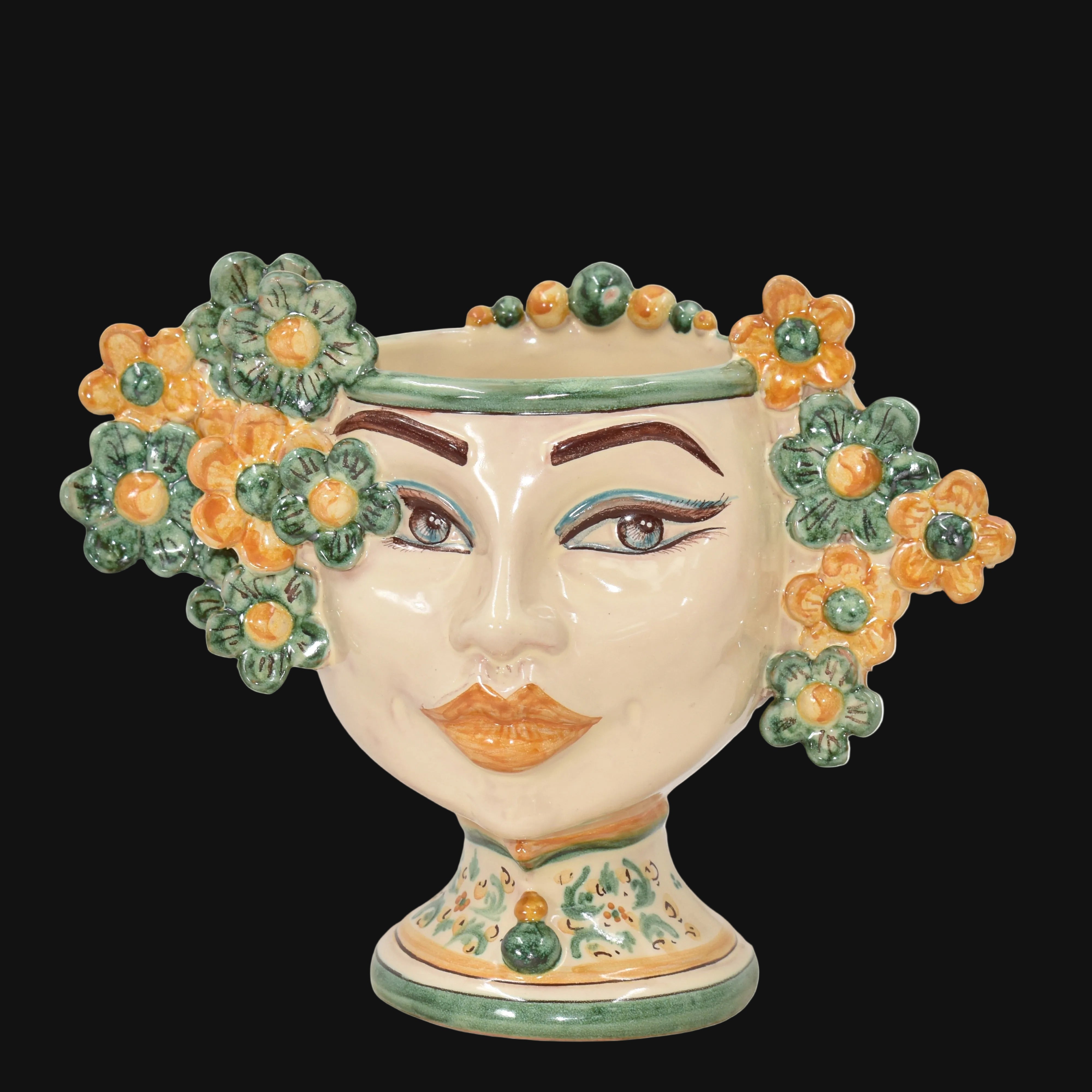 Moor's head h 20 cm Flower Line green and orange decoration