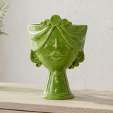 Zahira Sicilian Moor's Head H 30 cm / 11.8", Woman, Leaf Green – Testa di Moro from Caltagirone, Sicily