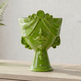 Zahira Testa di Moro Vase H 30 cm / 11.8", Male, Leaf Green – Testa di Moro from Caltagirone, Sicily