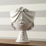 Zahira Testa di Moro Vase H 30 cm / 11.8", Woman, White Line – Testa di Moro from Caltagirone, Sicily