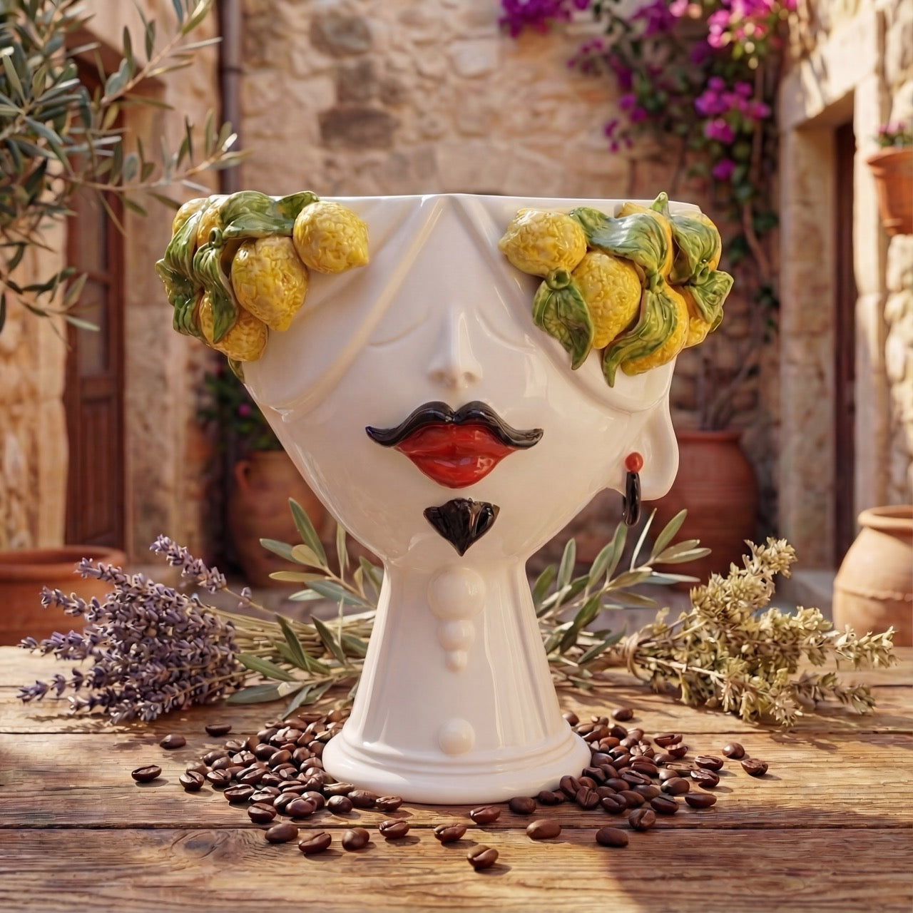 Testa di Moro con limoni "Zahira" uomo | White and Lemon 30 cm