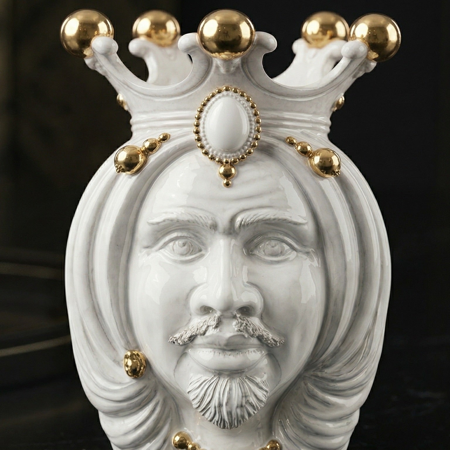 Sicilian Head Vase H 38 cm / 15", Man – Testa di Moro from Caltagirone, Sicily