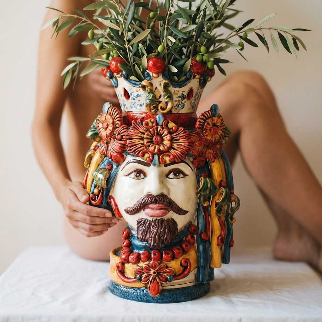 Head h 50 w/turban decoration sicily male white