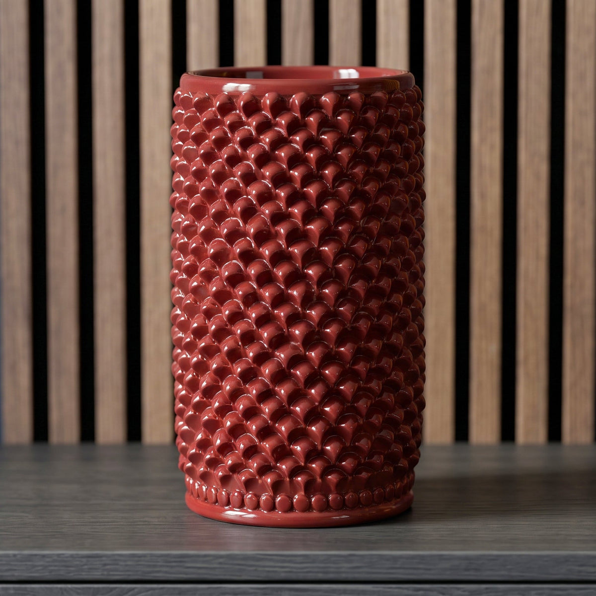 Vaso Pigna Cilindro h 35 cm - Bordeaux | Ceramica Caltagirone