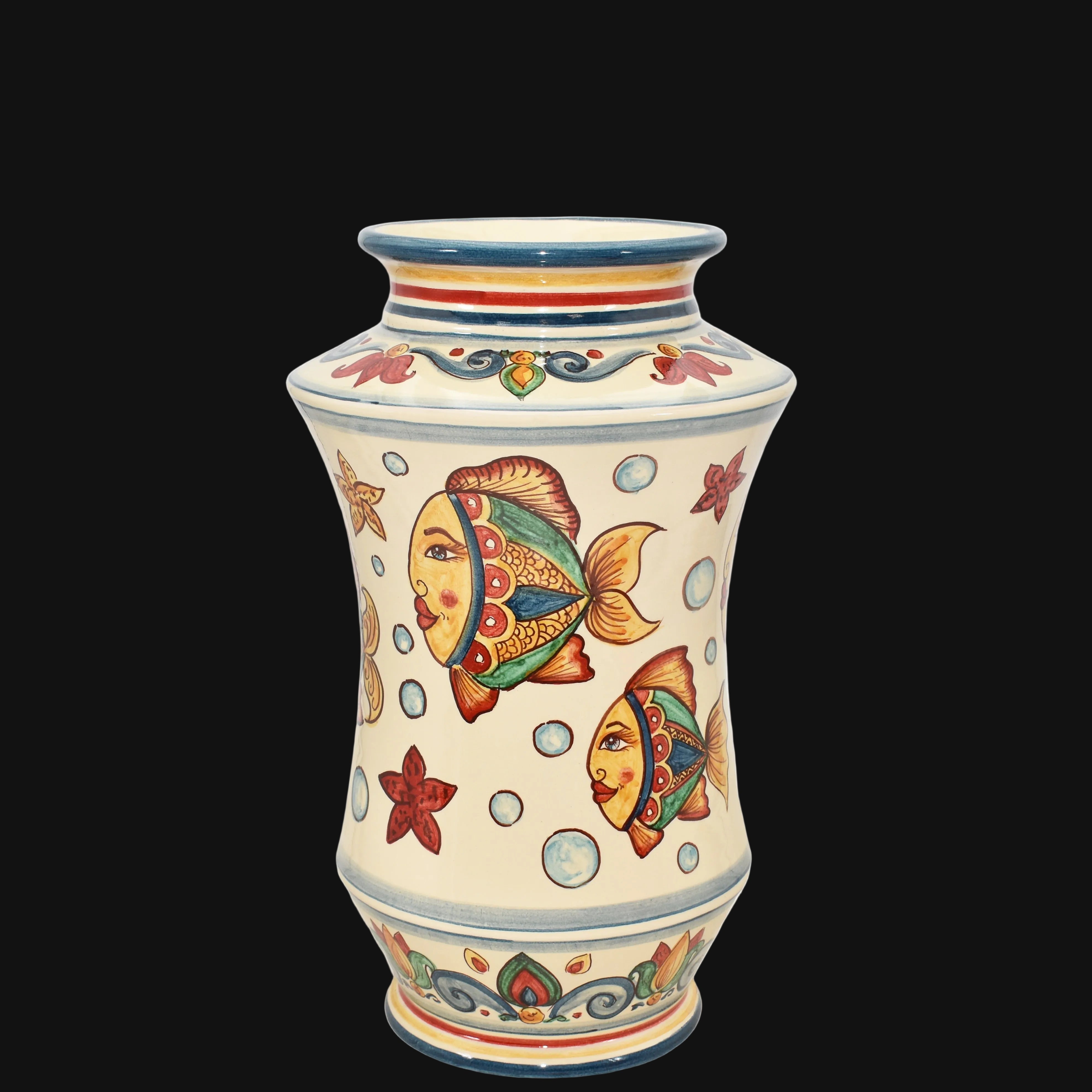 Albarello-Vase aus Caltagirone-Keramik — Fisch-Dekor