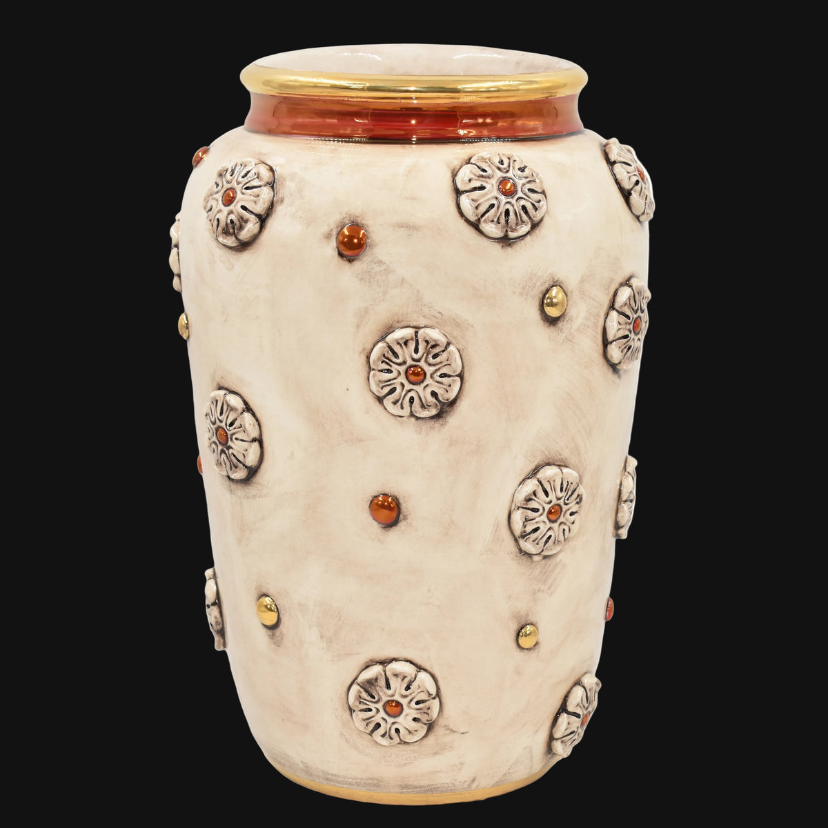 Vase avec Rosace H 37 cm, Nacre Antiquée, Or et Lustres – Céramique italienne de Caltagirone, Sicile