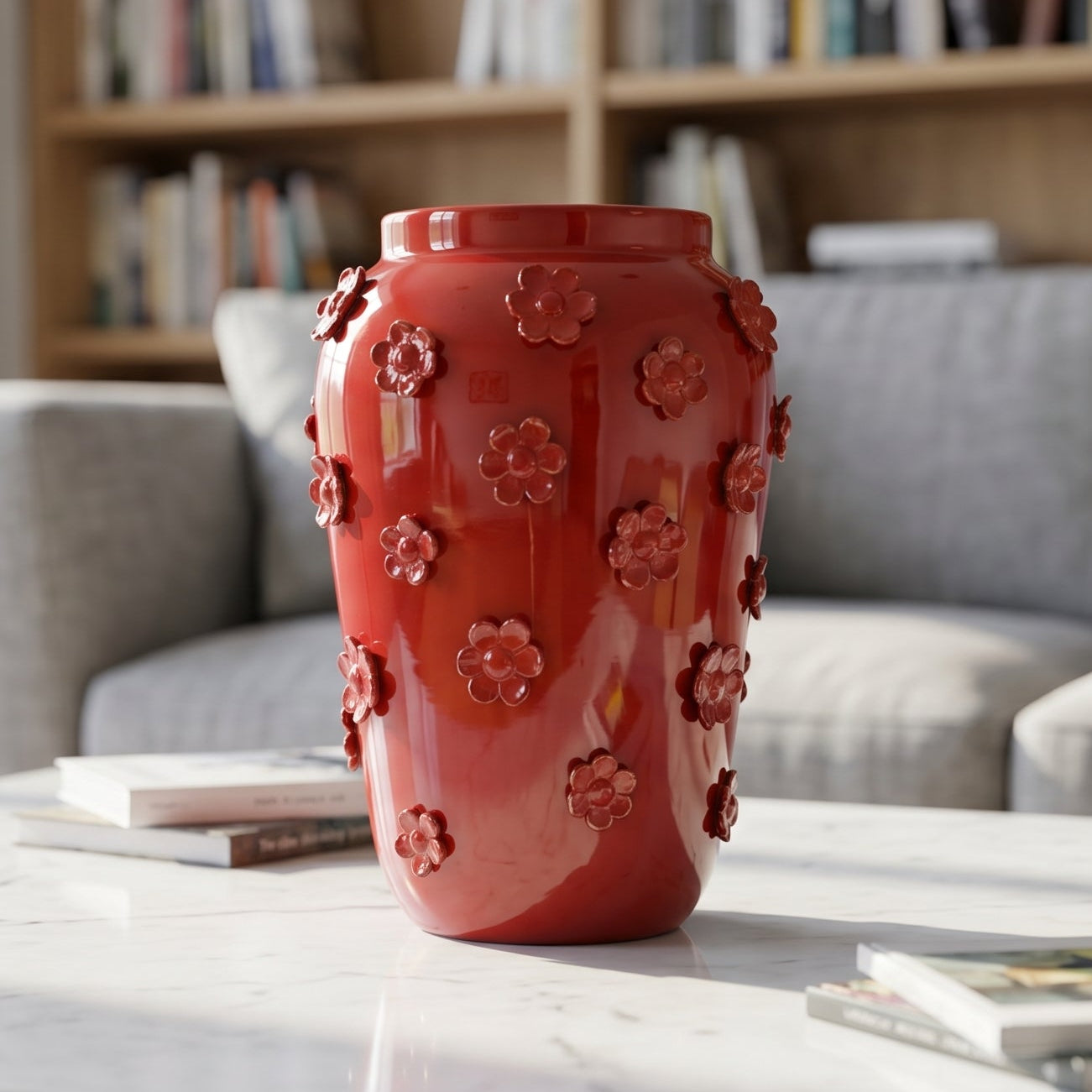 Flower vase h 25 fire red
