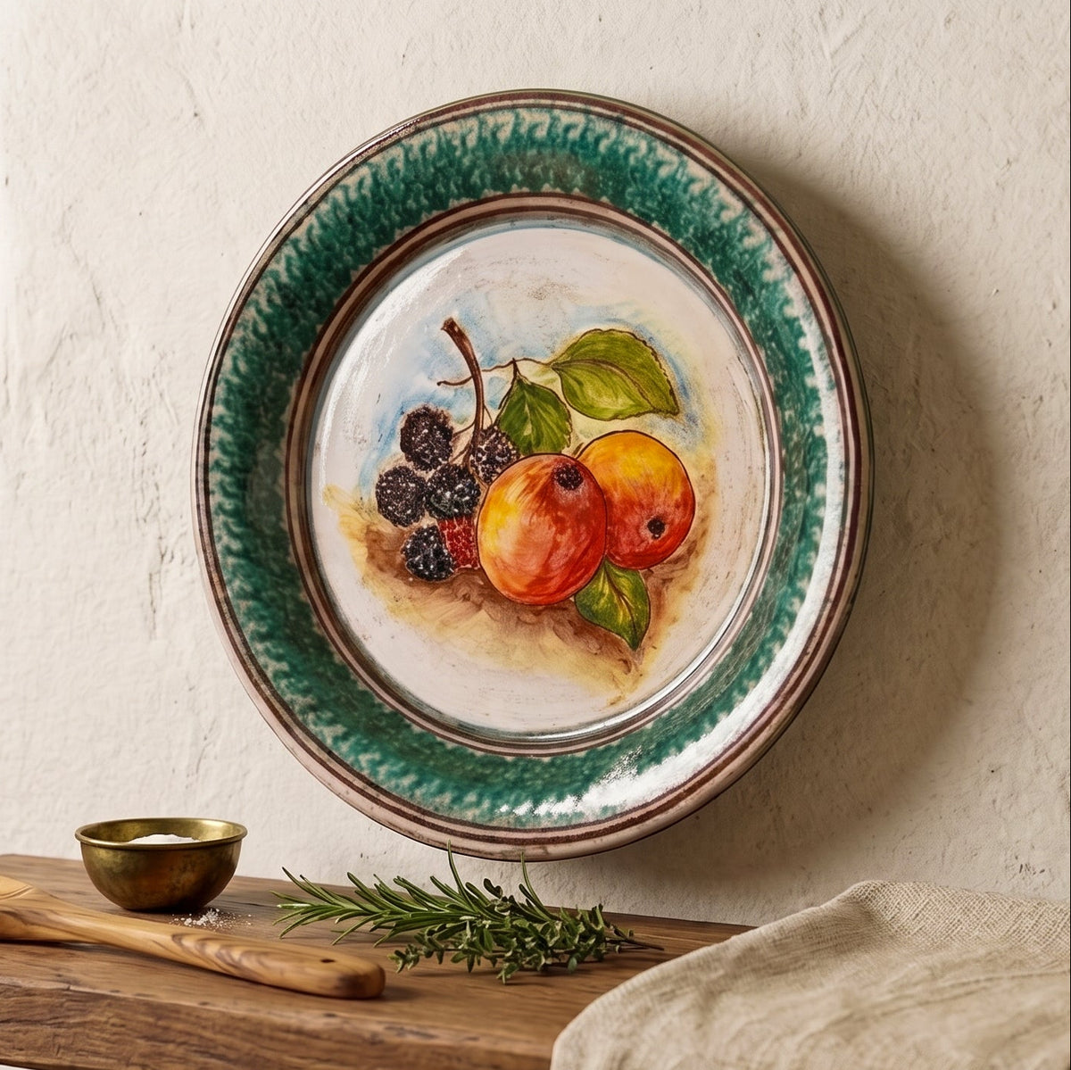 Fangotto Assiette Creuse Sicilienne Ø 25/30/35 cm, Grenade et Mûres, Reproductions Anciennes – Céramique italienne de Caltagirone, Sicile
