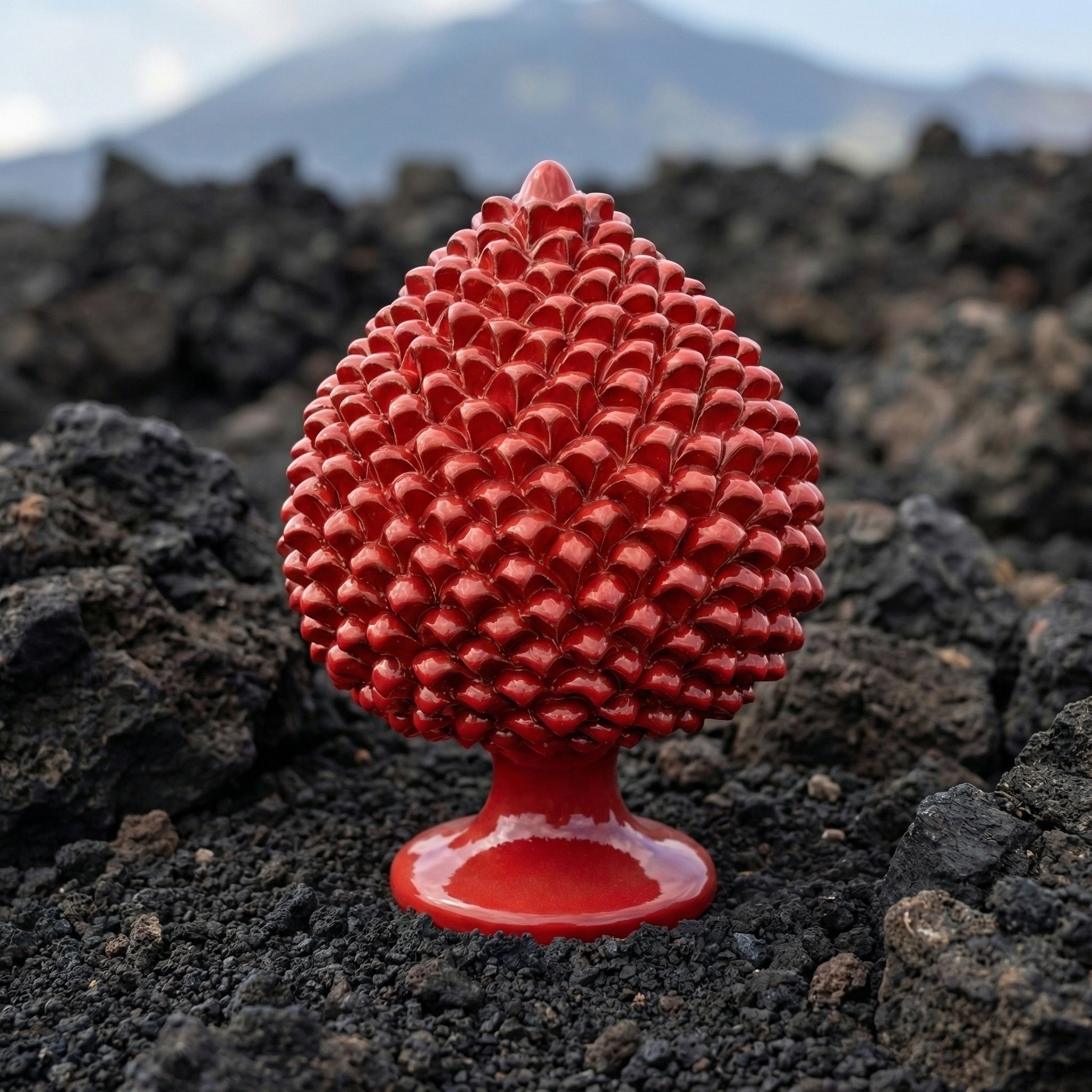Artisan Pine Cone Fire Red - Caltagirone Sicily