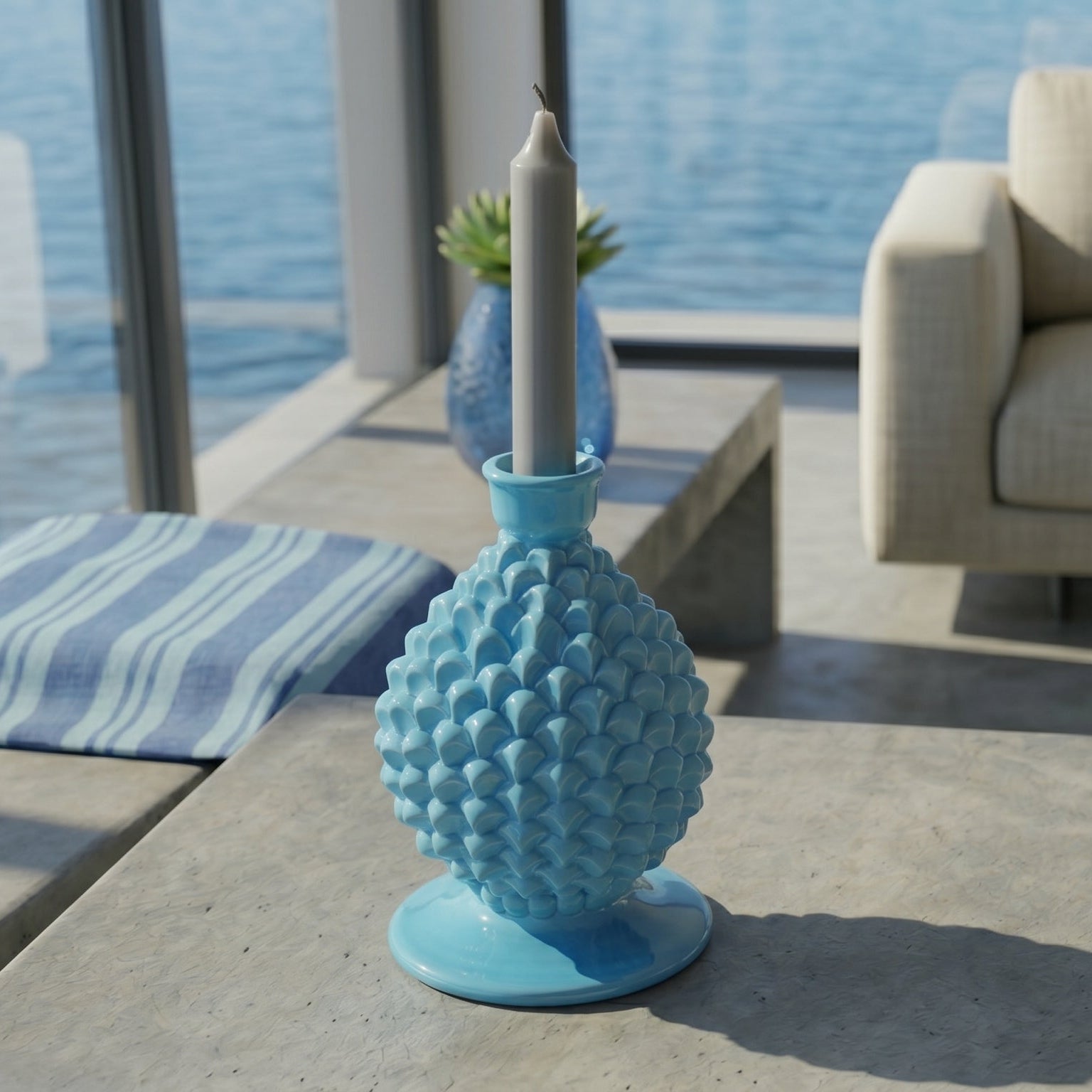 Pomme de Pin de Caltagirone H 18 cm - Turquoise | Bomboniera | Ceramique Caltagirone - Pomme de Pin Sicilienne