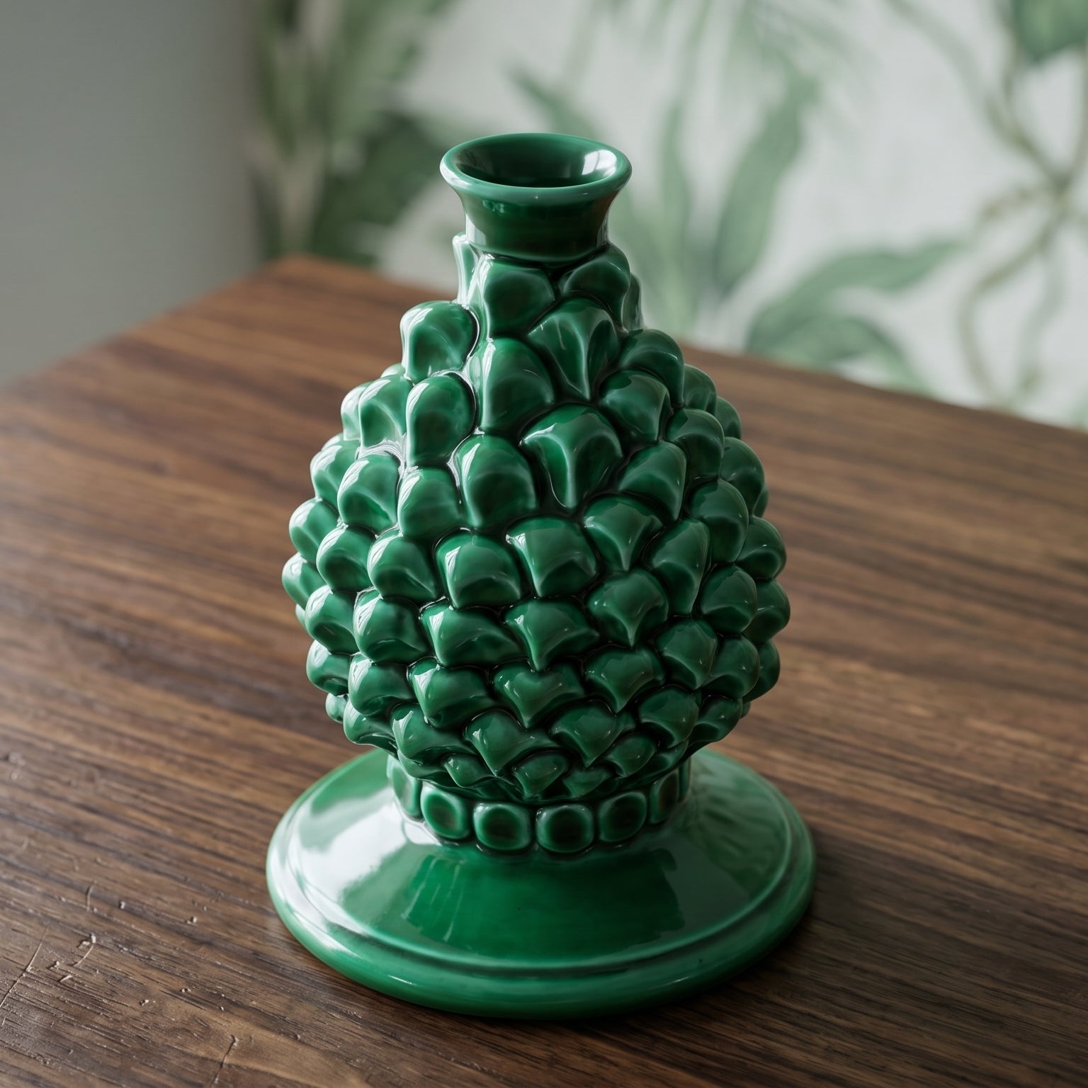 Pomme de Pin en Ceramique Italienne H 18 cm - Vert Emeraude | Bomboniera | Ceramique artisanale de Caltagirone, Sicile