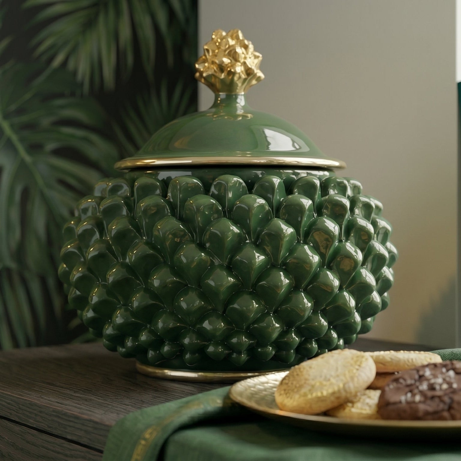Sicilian Pine Cone Cookie Jar Ø 20 cm / Ø 7.9" – Sicilian tradition from Caltagirone