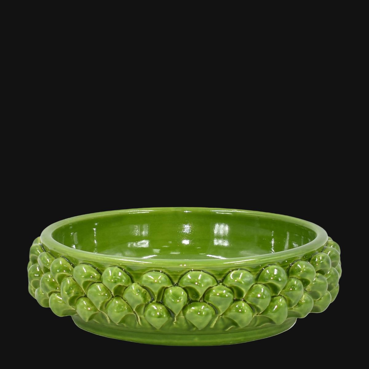 Vide-poche Pomme de Pin Ø 22 cm, Vert Feuille – Tradition sicilienne de Caltagirone