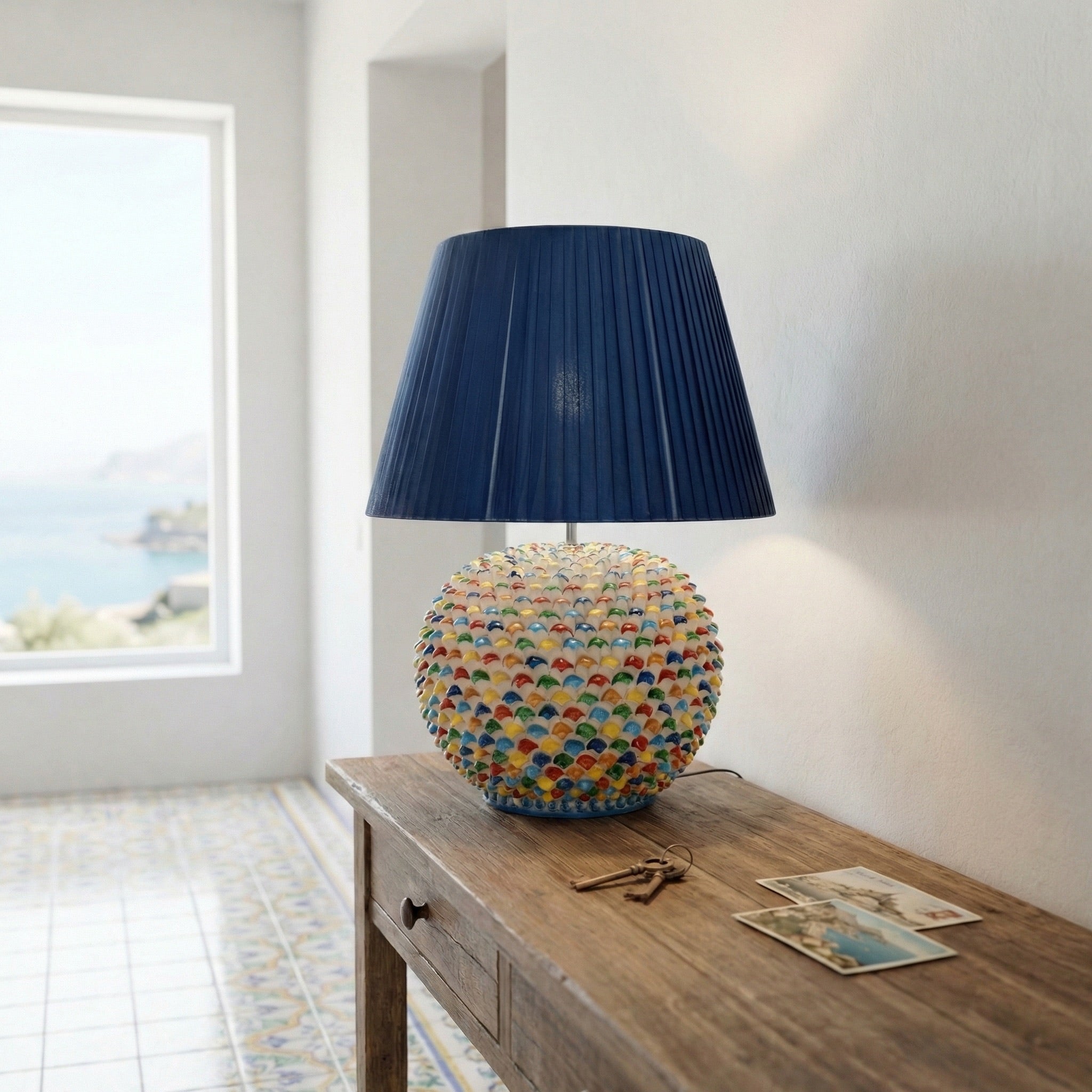 Ornamental light in ceramics of Caltagirone - Artistic ceramics Sofia