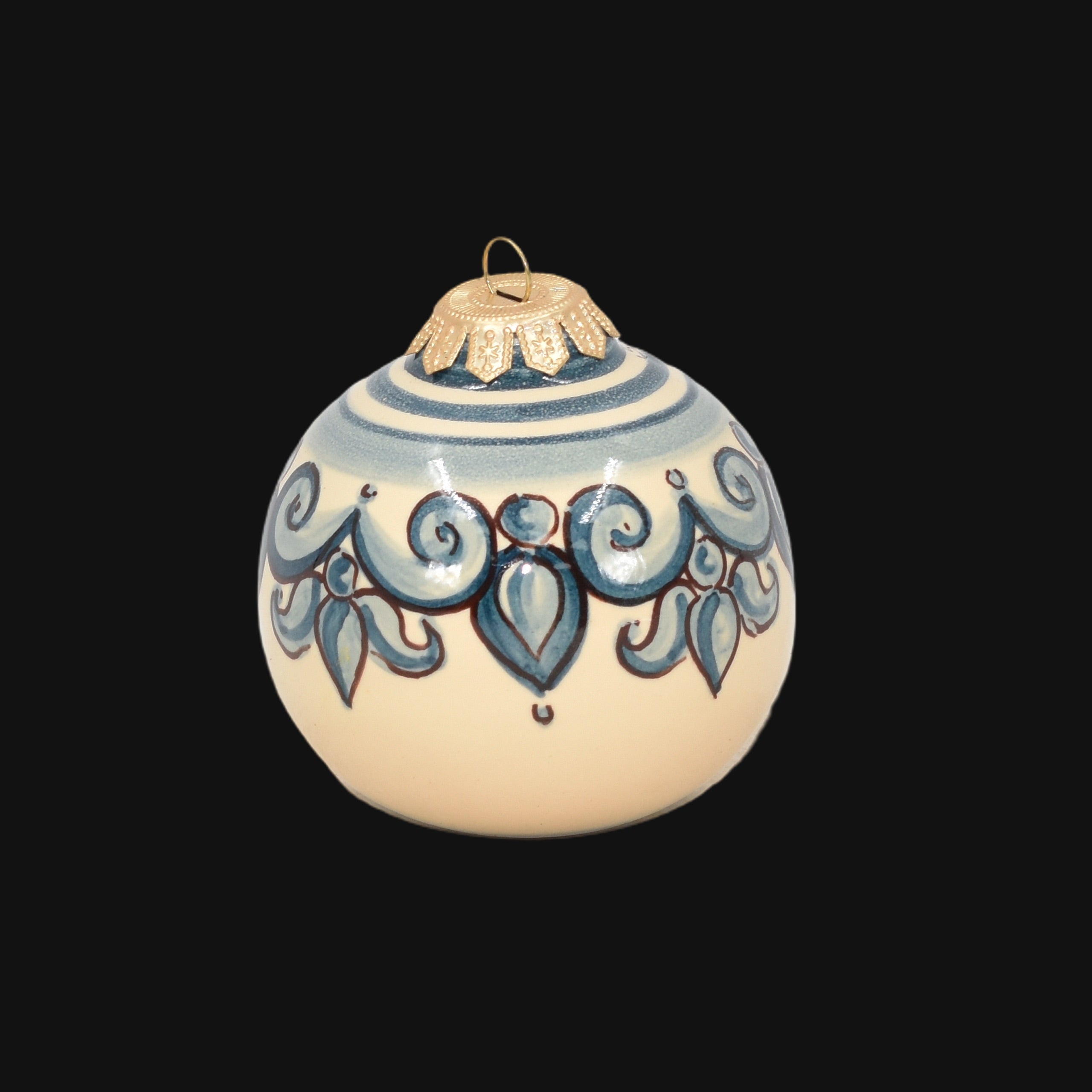 Sicilian-themed Christmas bauble in mono-blue - Ceramic Christmas baubles