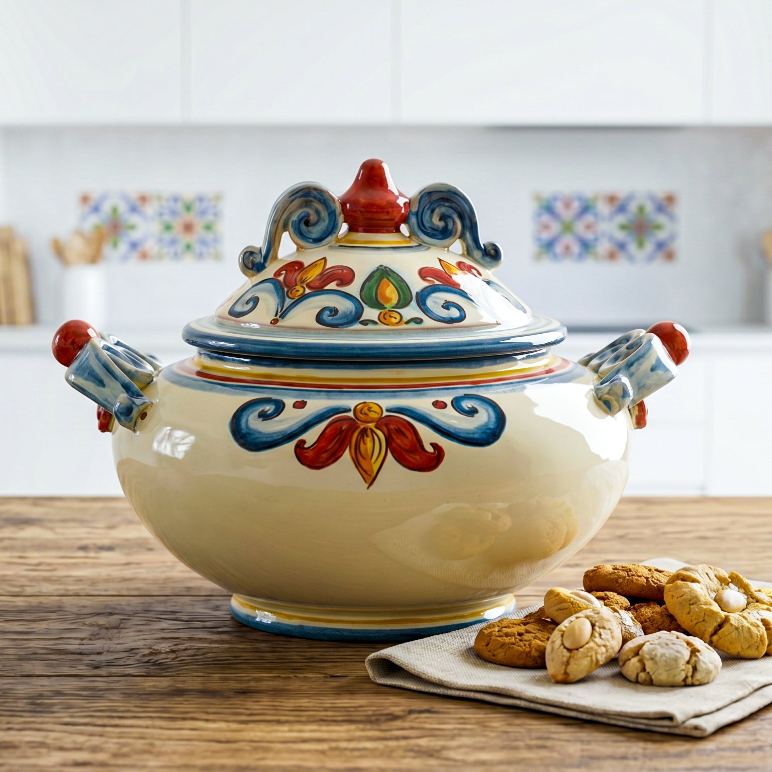 Gebäckständer Mittel Ø 23 cm / 9" aus Caltagirone-Keramik — Decoro Sicily
