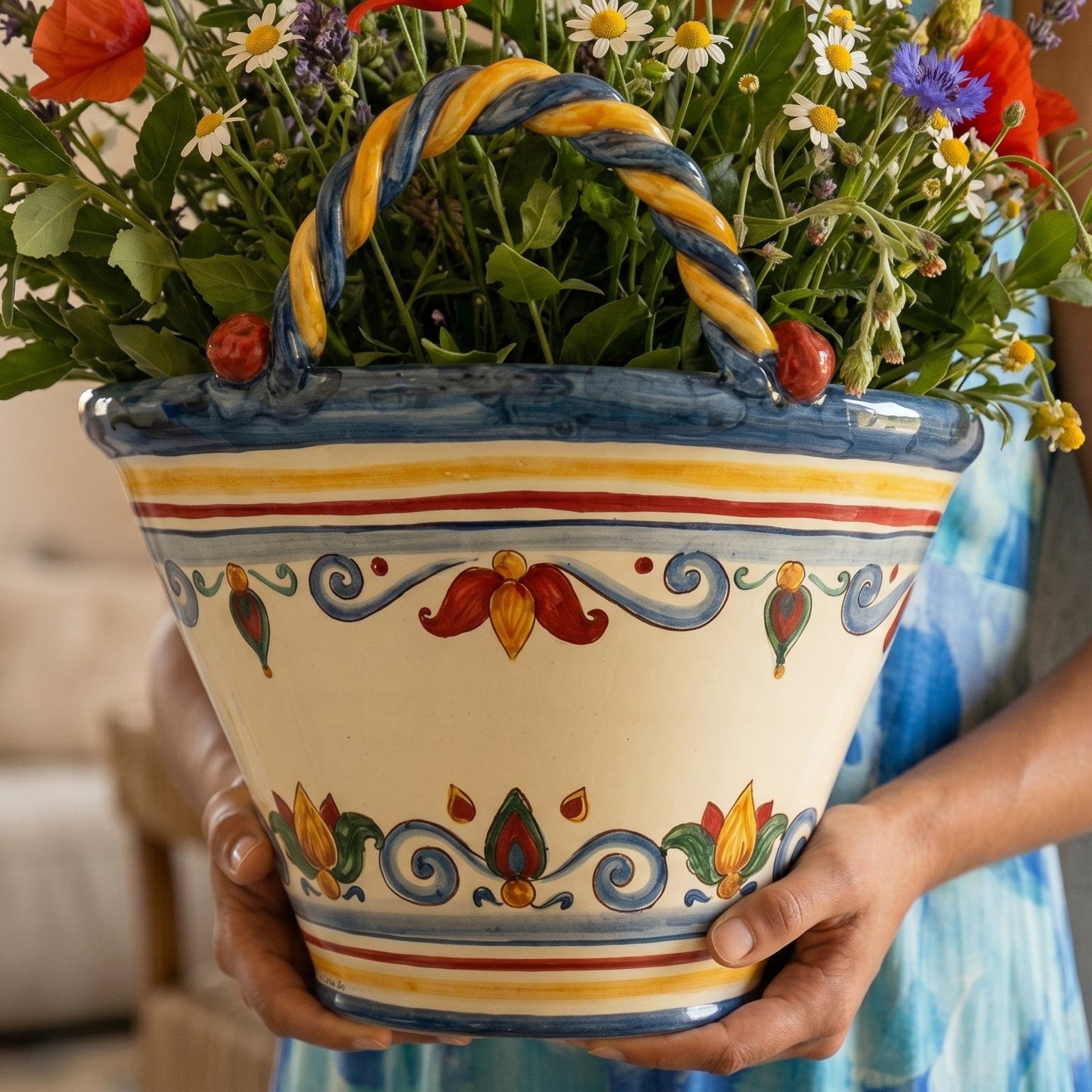 Sizilianischer Keramikkorb Coffa — Decoro Sicily | Sizilianische Majolika aus Caltagirone