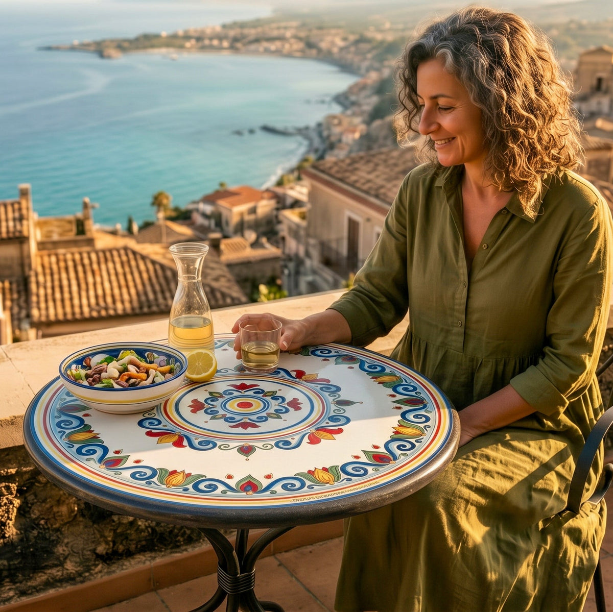 Table Ceramique de Caltagirone - Decor Sicily | Majolique sicilienne de Caltagirone