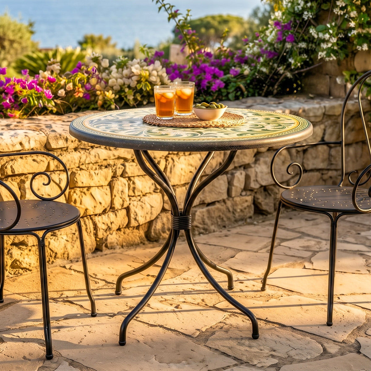 Table Ceramique de Caltagirone - Vert et Orange | Ceramique Caltagirone - artisanat sicilien
