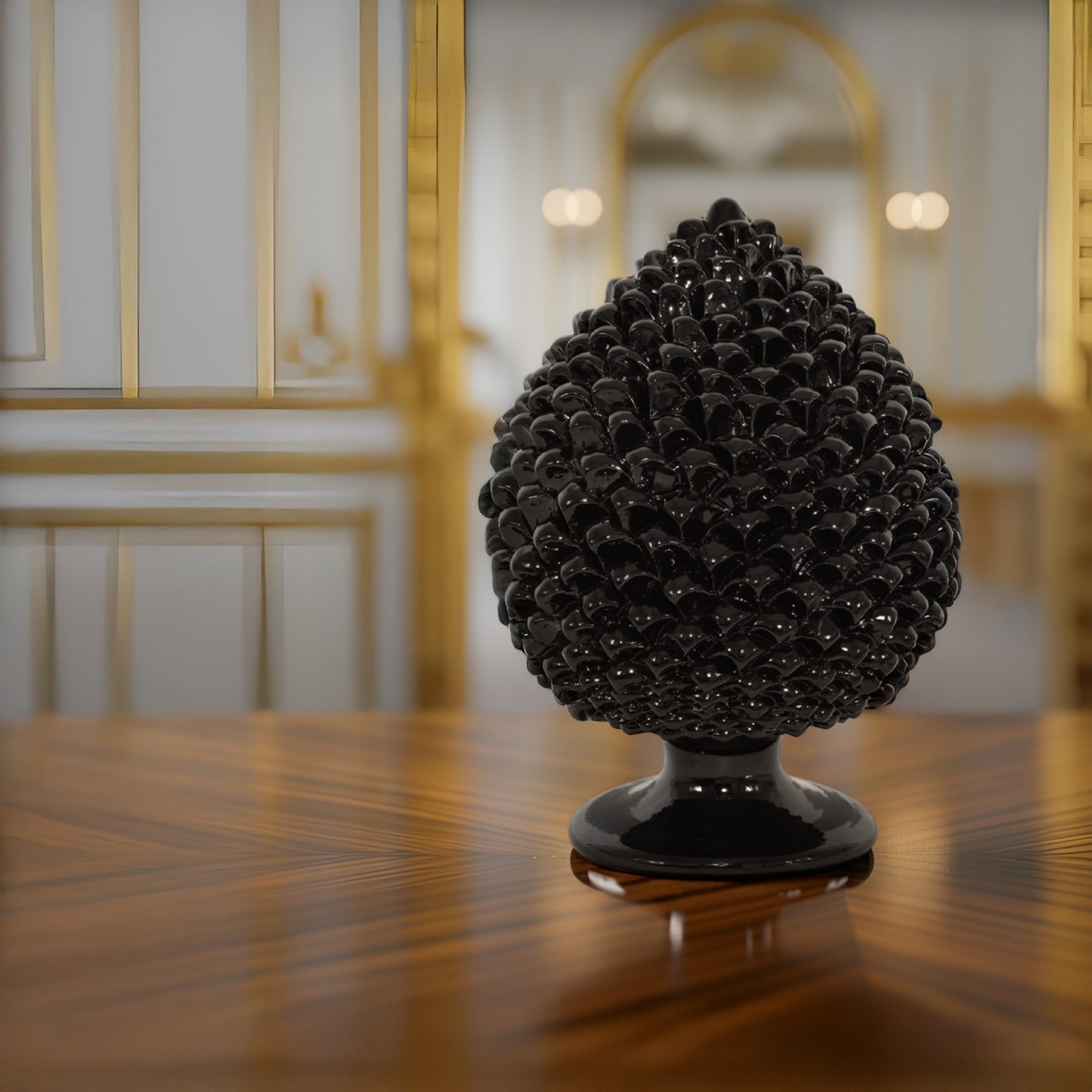 Caltagirone handmade pinecone modeled by hand height 25/40 green/orange