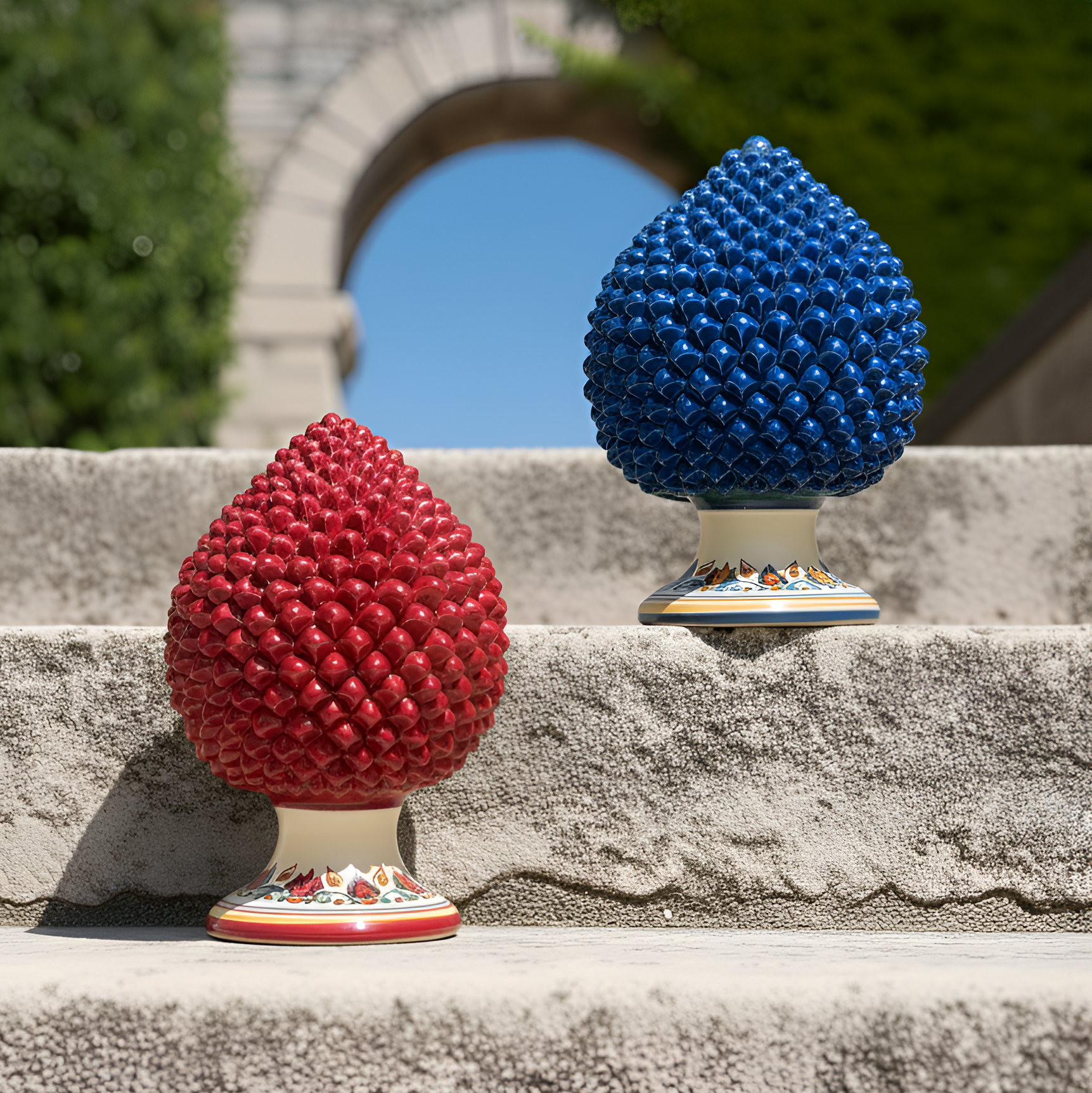 Sicilian Ceramic Pine Cone with Sicily Decoration - Handmade