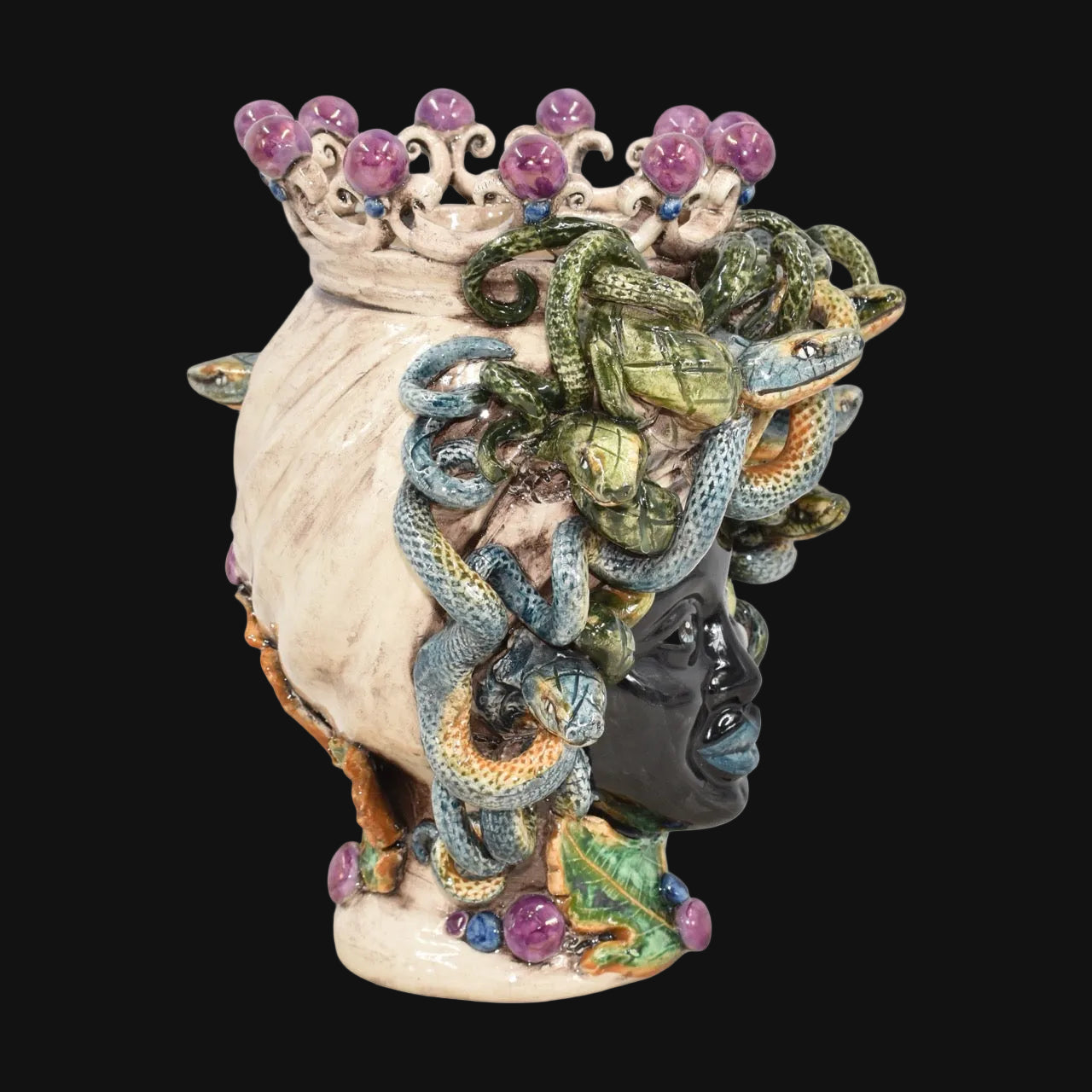 Testa h 20 tuareg medusa Linea Giardini dell'Eden - Decoro Madreperla lustro glicine