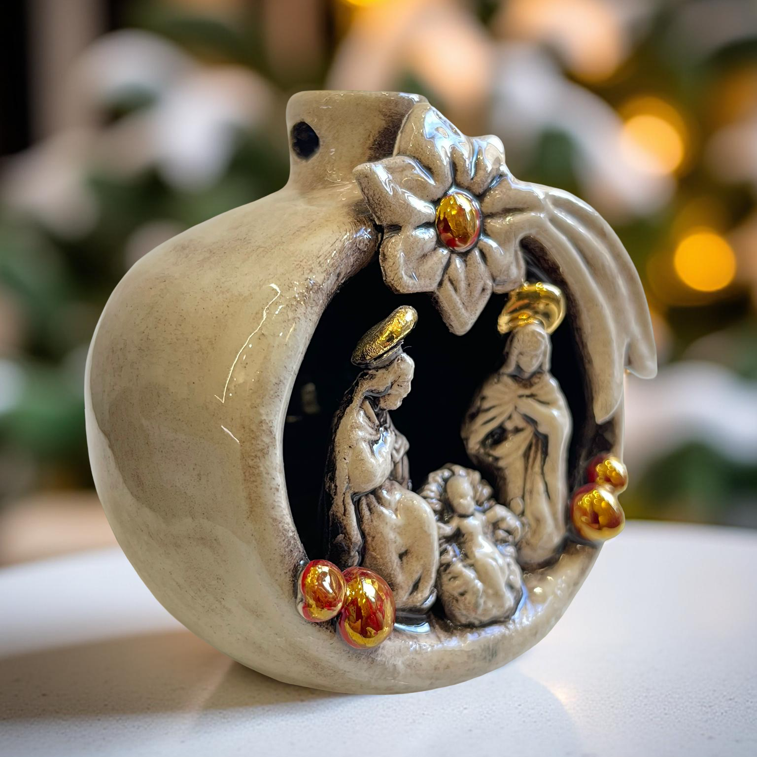 Natività mini pallina h 10 Madreperla Oro e Lustri