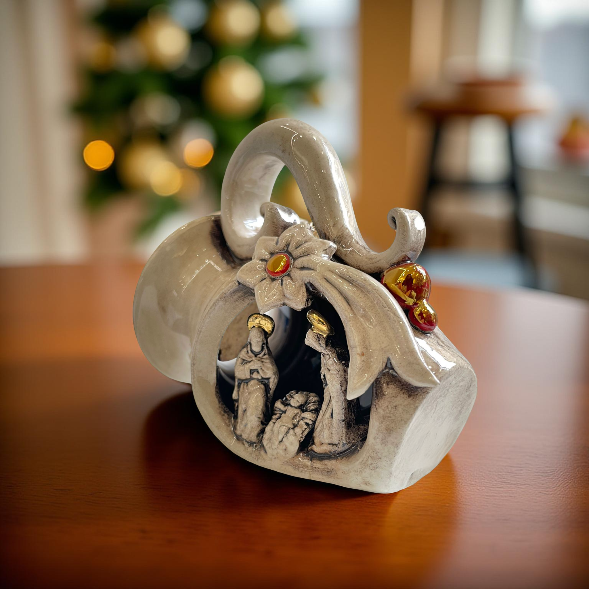 Natività mini giara h 10 Madreperla Antichizzato/Oro e Lustri