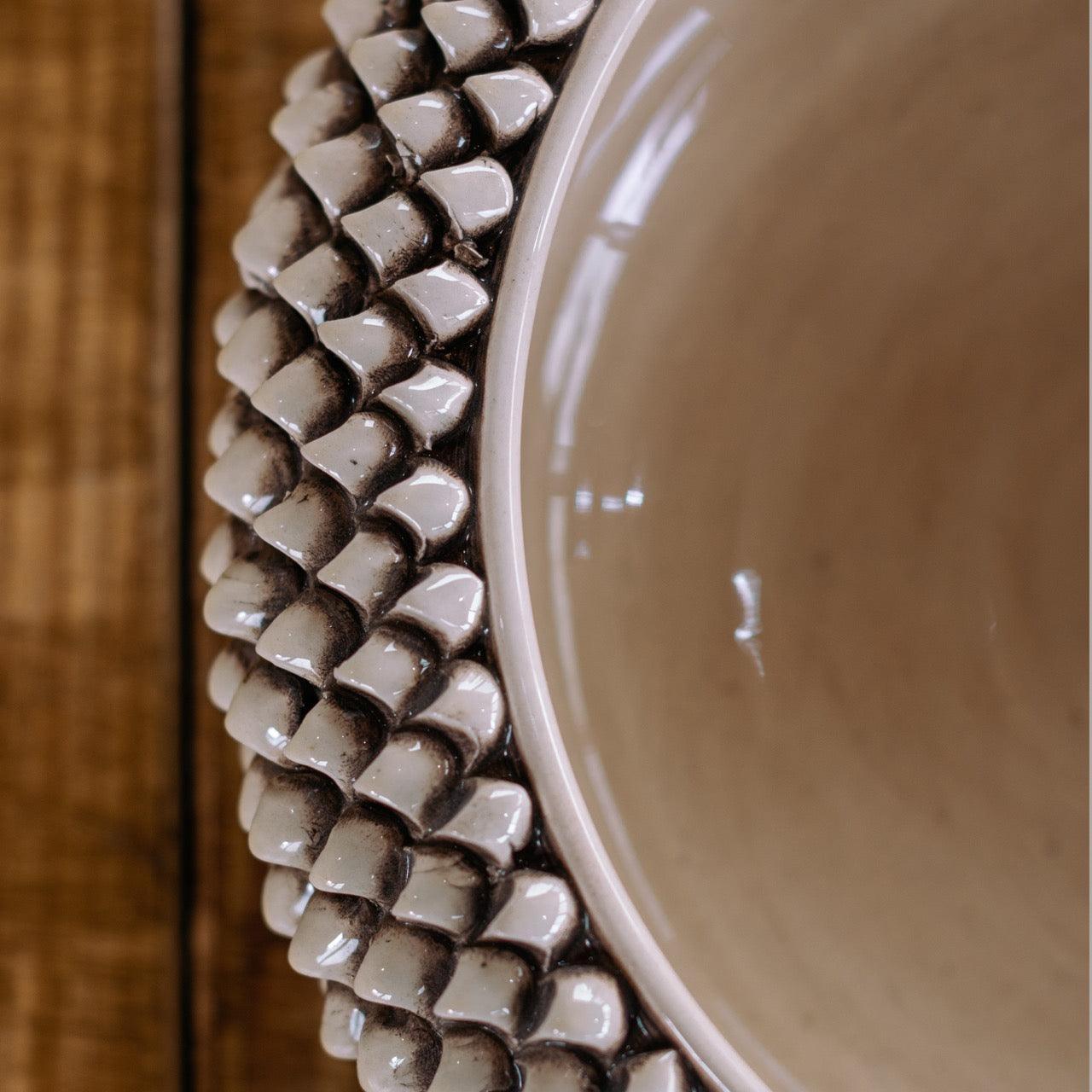 Alzata a Pigna d. 25/33 cm Madreperla Antichizzato in ceramica di Caltagirone - Ceramiche di Caltagirone Sofia