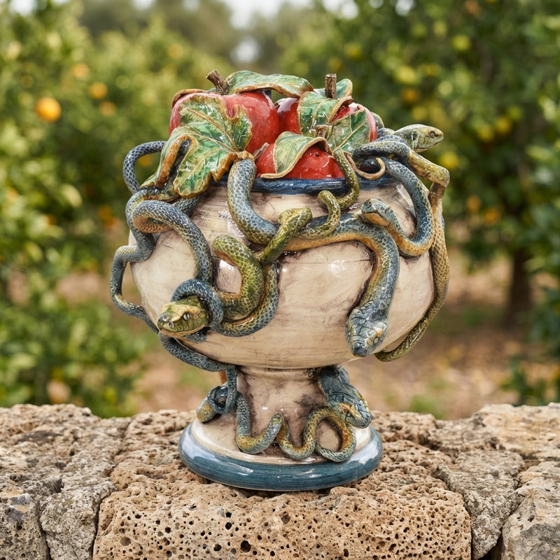 Frutero Cerámica Siciliana H 26 cm – Cerámica italiana de Caltagirone, Sicilia