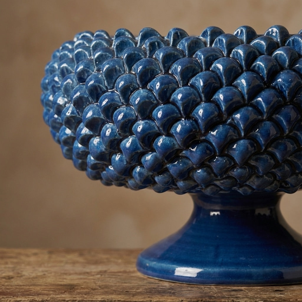 Pinecone stand of Caltagirone modeled by hand - Sicilian modern ceramic