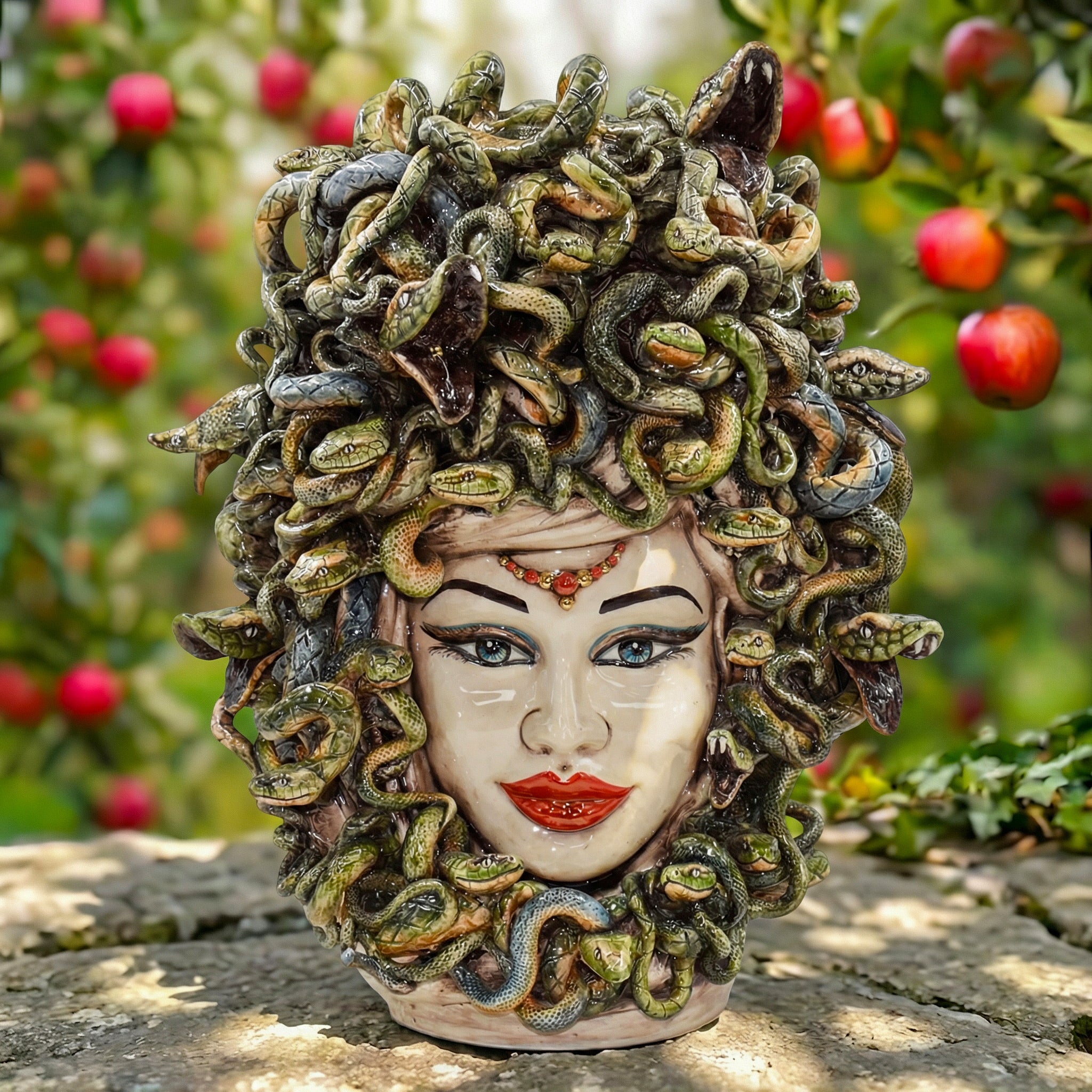 Medusa head h 48 mother of pearl antique gold and lustre