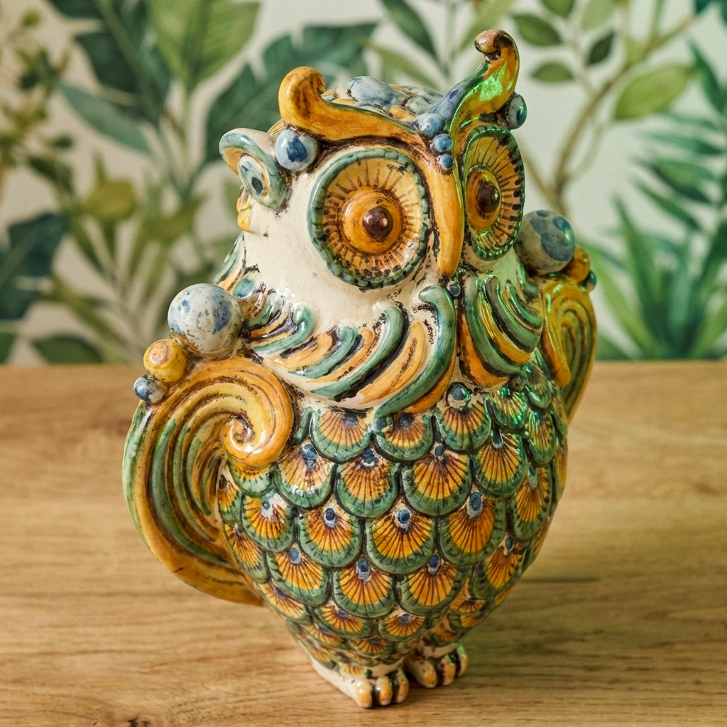 Owl in ceramics of Caltagirone - Artistic ceramics Sofia