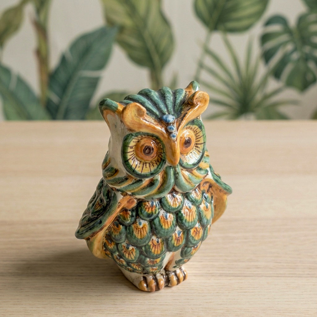 Owl in ceramics of Caltagirone - Artistic ceramics Sofia